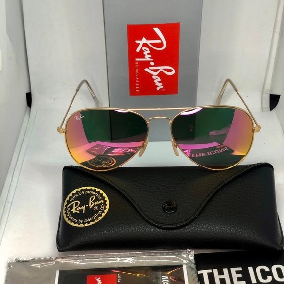 Ray-Ban 3025 gold frame Pink flash lens - Picture 2 of 8